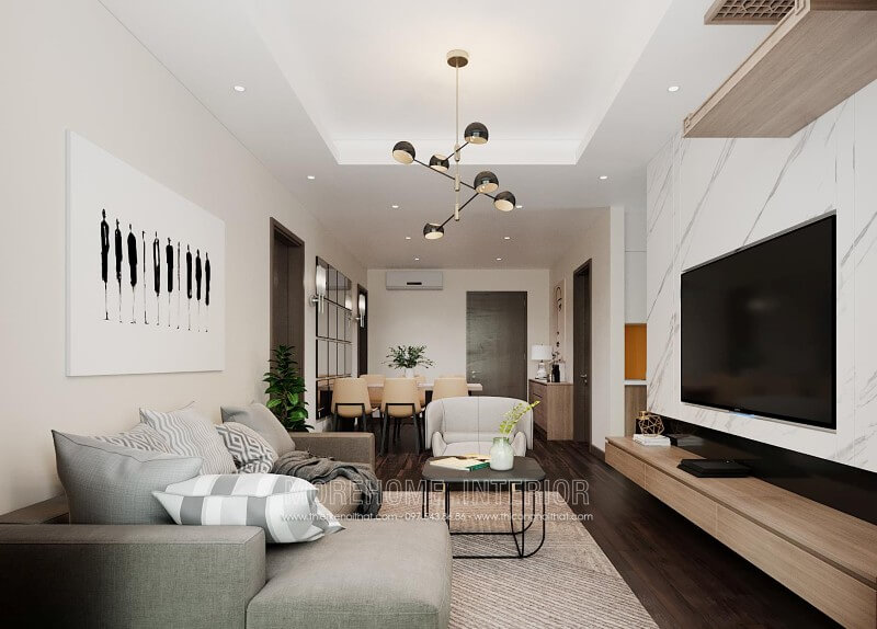 Sắp xếp nội thất chung cư 2 phòng ngủ phong cách hiện đại, đơn giản Thiết kế chung cư